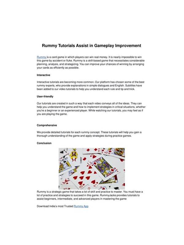 Rummy Guide: Distinguish a Real Improvement From a Cosmetic Change
